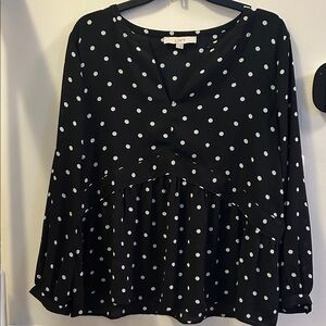 LOFT Polka Dot Black and White Blouse